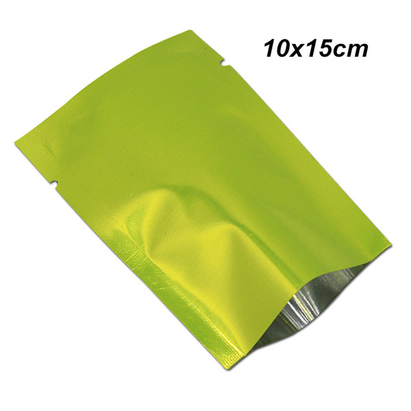 10x15cm 100pcs Lot Green Open Top Aluminum Foil Food Vlave Heat Seal Packaging Bags for Snack Nuts Mylar Foil Vacuum Storage Packing Pouches