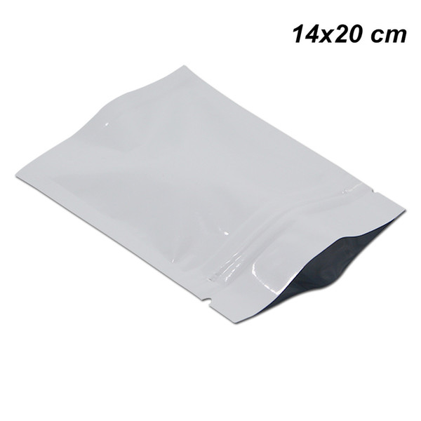 14x20 cm White Zip Lock Mylar Foil Zip Lock Food Storage Pouch Aluminum Foil Mylar Zipper Packing Pouch Foil Baggies for Cookies Candy Herbs