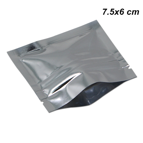 7.5x6 cm Silver Foil Mylar Reusable Grocery Bags Foil Baggies Zipper Aluminum Foil Heat Sealable Food Storage Flat Pouch for Seeds Herbs Nut