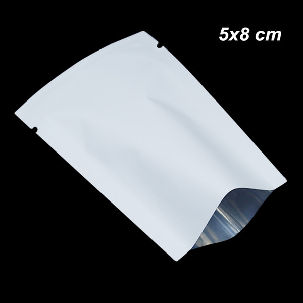 5x8 cm 500 Pcs Lot Matte White Open Top Aluminum Foil Heat Seal Vacuum Pouches Mylar Foil Food Bags for Coffee Tea Powder Vacuum Storage Bag