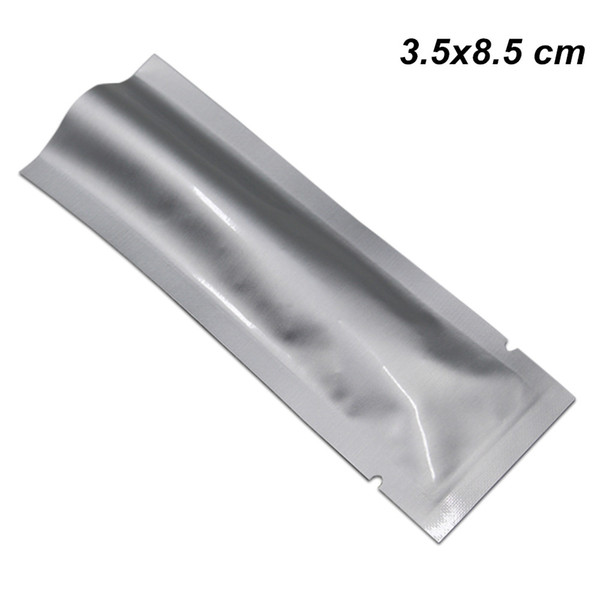 200pcs Lot 3.5x8.5cm Pure Open Top Vacuum Aluminum Foil Heat Sealed Mylar Packing Bags for Snack Herbs Nut Mylar Foil Vacuum Heat Seal Pouch