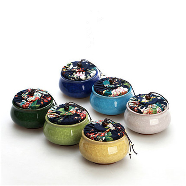 Mini Sundries Storage Bottles Tea Jars with Cover Ceramic Round Storage Box Jar for Candy Dried Fruit Tea Cans Sealed Boxes