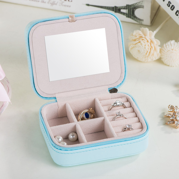 2022Korean Style PU Leather Jewelry Box Women Earring Ring Necklace Storage Box Jewelry Storage Organizer Container Mini Jewelry Boxes