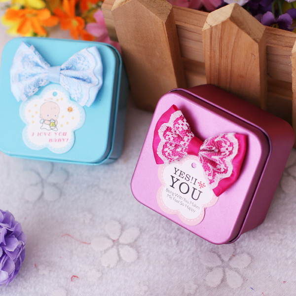 12pcs/lot Two Shapes Candy Storage Box For Wedding Mini Tin Caddy With Bow Event Party Supplies Gifts Boxes Portable Rangement Storage Box