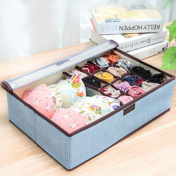 Foldable Home Storage Box for Underwear Socks Scarfs Ties Shorts Non-woven Wardrobe Closet Finishing Box Divider Lidded Organizer Suitcase