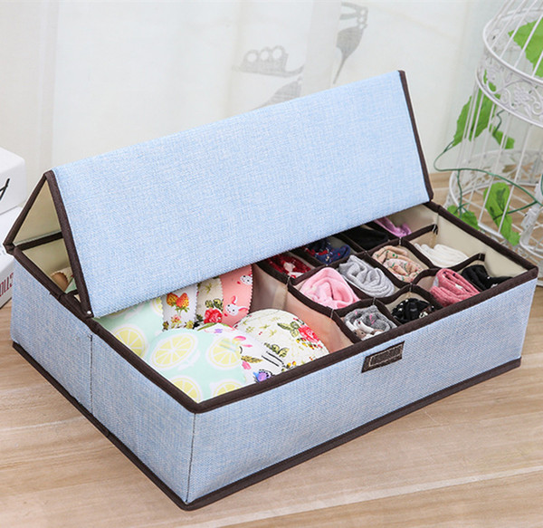 Folding Storage Box for Sock Underwear Closet Organizer Storage Case Bedroom Wardrobe Now-Woven Storage Boxes Holder Dustproof Finishing Box