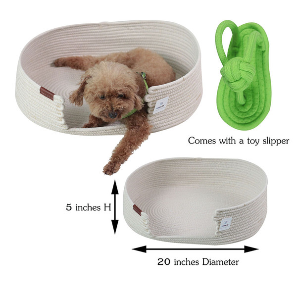 ICEBLUE HD Natural Beige Pet Basket Dog Basket Cat Basket Eco-Friendly Pet Bed Dog Bed Cat Bed(Big Oval)