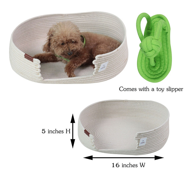 ICEBLUE HD Natural Beige Pet Basket Dog Basket Cat Basket Eco-Friendly Pet Bed Dog Bed Cat Bed(Small Oval)