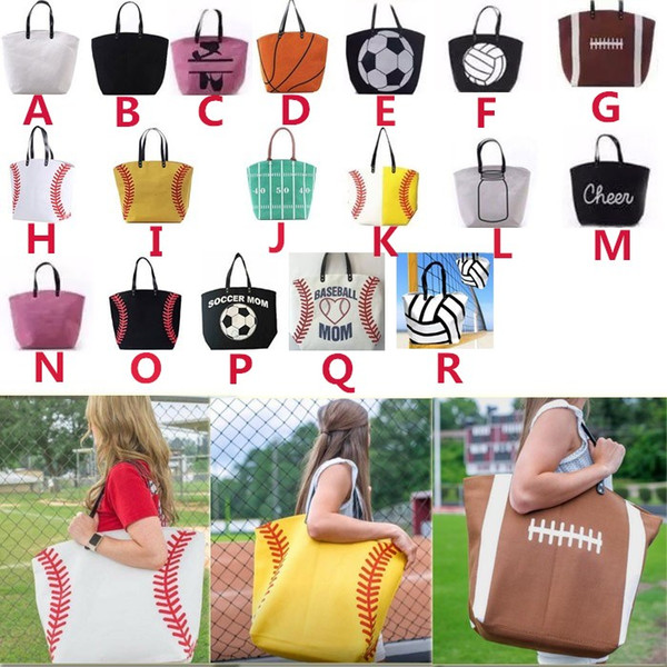 Canvas Bag Baseball Sports Bags Casual Softball Bag Football Soccer Basketball Rugby Tote Bag 18 Color