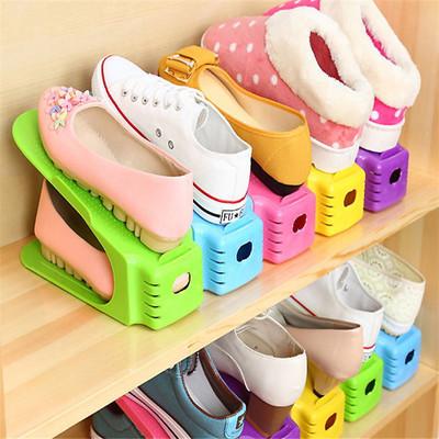 Plastic Shoe Rack Holder Double-layer Storage Shoe Rack Convenient Shoebox Space Saving Shoes Organizer Household Receive Shoe Rack YFA287.