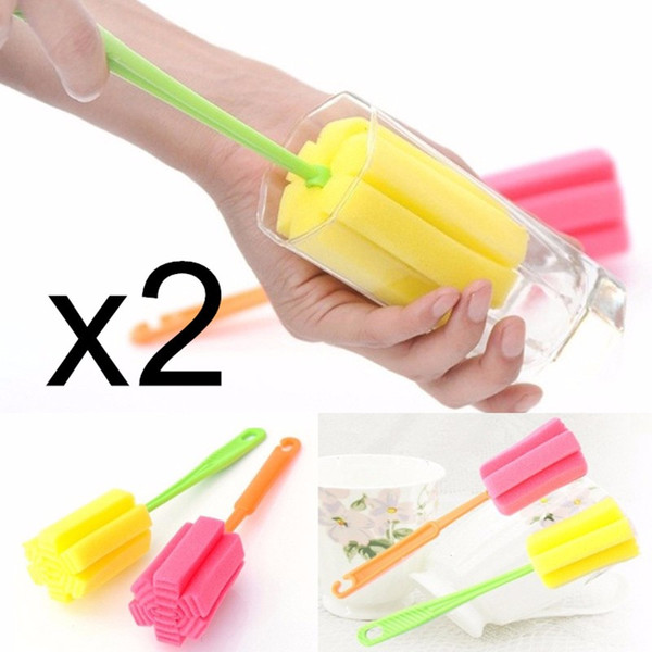 Practical Gadgets 2Pcs Cup Brush Kitchen Cleaning Tool Sponge Brush For Wineglass Bottle Coffe Tea Glass Cup Mug Hot Sale