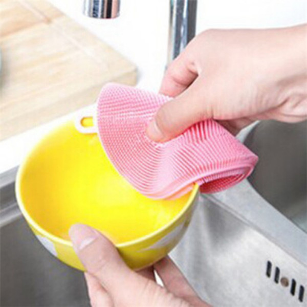 Silicone Dish Washing Sponge Scrubber Cleaning Antibacterial Kitchen Accessories Tools Kitchen Cleaning