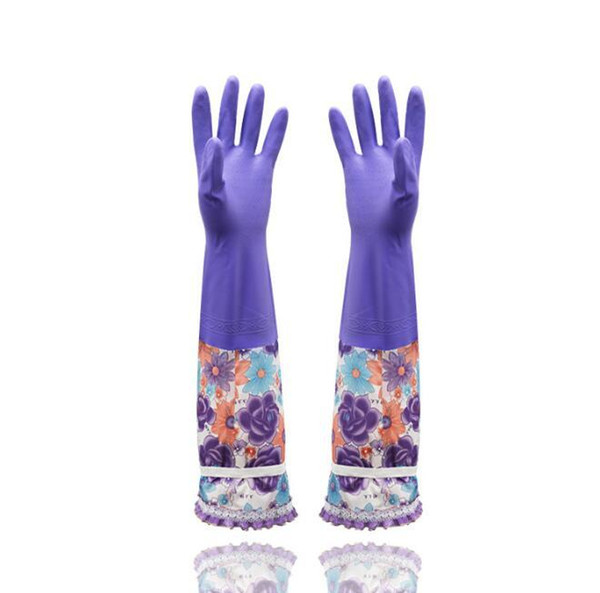 Extra Long Reusable Gloves Waterproof with Warm Lining Household for Kitchen Dish Washing Laundry Cleaning Gardening PVC Material