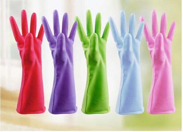 Colorful Reusable Gloves Waterproof Household for Kitchen Dish Washing Laundry Cleaning Gardening Toilet PVC Material Anti Slip