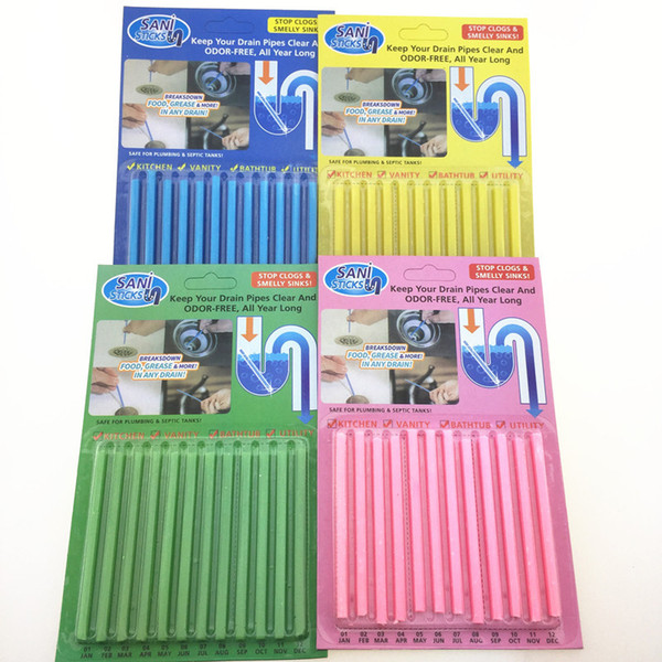 12Pcs/set Sani Sticks sewage decontamination to deodorant The kitchen toilet bathtub drain cleaner sewer cleaning rod