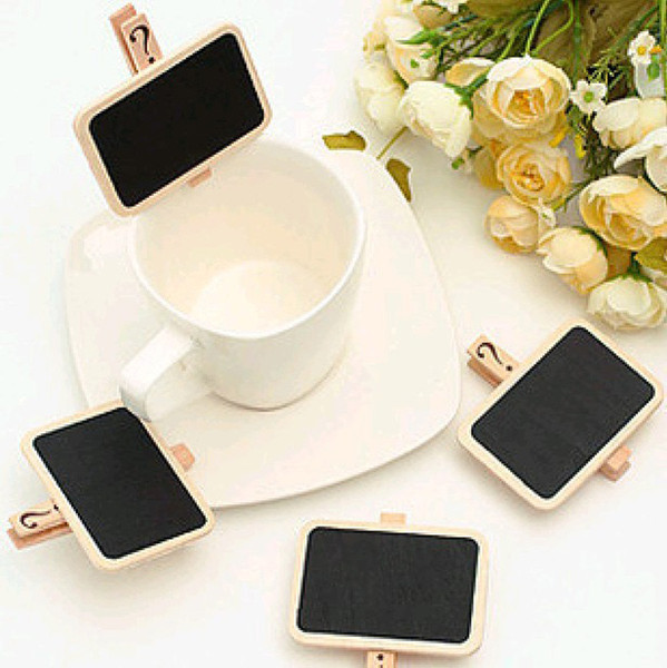 Mini Chalkboard Message Board Wooden Peg Clip Blackboard Garden Tag Wedding Placeholder Label 6.8x4.8cm Wooden Clips