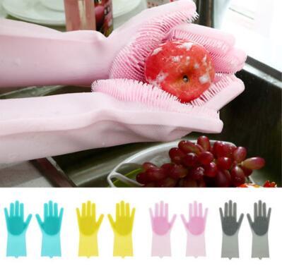 10 Colors 2pcs/pair Magic Silicone Rubber Dish Washing Gloves Cleaning Gloves Resuable Household Scrubber Gloves CCA10547 60pair