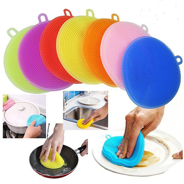 Magic Cleaning Brushes Silicone Dish Washing Brush Food Grade Scrubber Multipurpose Kitchen Cleaning Sponges For Pot Fruit and Vegetables