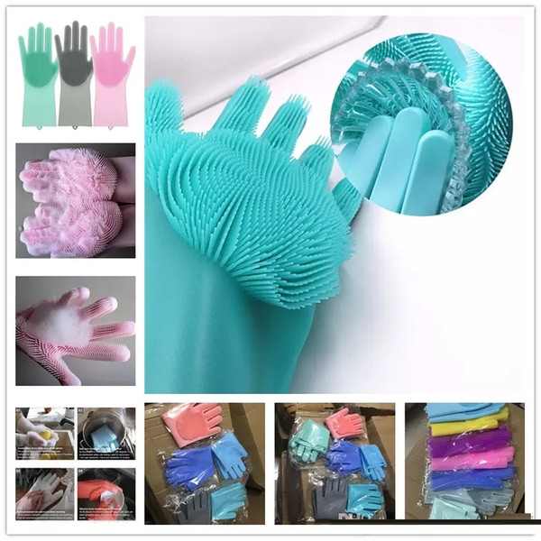 Magic Silicone Dish Washing Gloves Eco-Friendly Scrubber Cleaning For Multipurpose Kitchen Bed Bathroom Hair Care