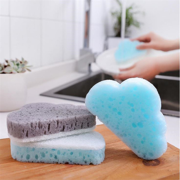 Cloud shape kitchen double scouring pad cleaning brush dishwashing sponge Soft and easy to clean bubble multi-washing cotton