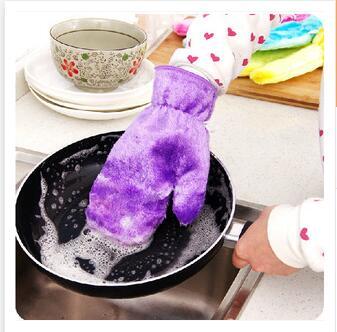 4 colors Gloves Waterproof Oil Dishwashing gloves Magic Natural Wood Fiber Cleaning Housework Kitchen Cleanning Gloves Free shipping R1188