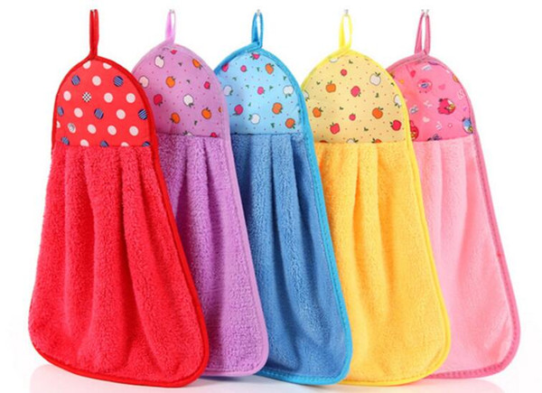 Wholesale 10pcs A Lot Soft Home Cleaning Tools Fabric Cartoon Coral Velvet Towel Can Be Hung Kitchen Water Absorption Wipe Hand Cloths