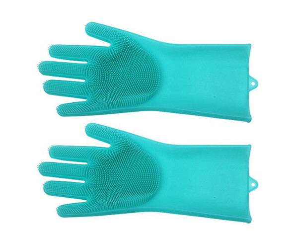 Hot sale 3 Color New Cleaning Brush Silicone Glove Clean the bathroom cook and pet car Magic glove Free shipping SN1526