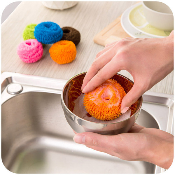 New Washing Colorful Cleaner Balls Soft Fabric Nonstick Pans Wire Ball Protection Home Kitchen Tools Cleaning Ball 20Pcs/Lot Free Shipping