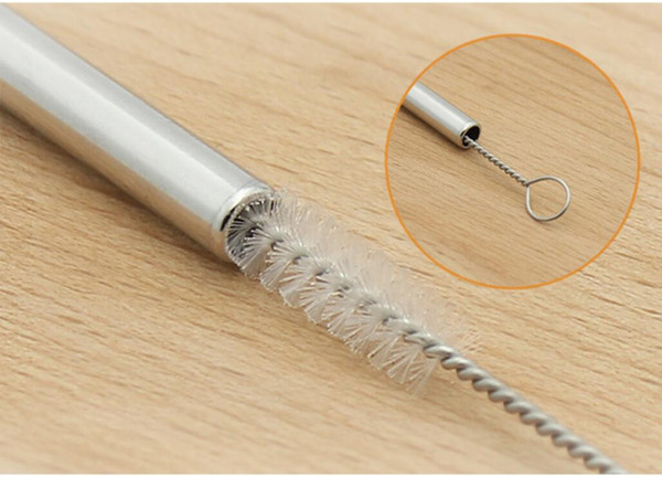 17.5cm stainless steel straw brushes Wash Drinking Pipe Straw Brushes Brush Cleaner Straw Cleaning Brush