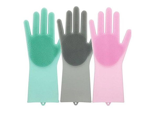 Magic Glove Reusable Silicone Eco-Friendly Cleaning Brush Scrubber Gloves Heat Resistant Great for for Kitchen Bathroom Pet Care by DHL