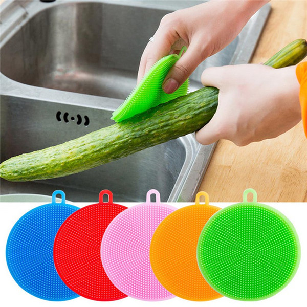 Round Shape Multifunctional Kitchen Washing Tool Silicone Scrubbers Silicone Sponge Dishwashing Brush Cleaning Brushes For Pot Pan Dish Bowl