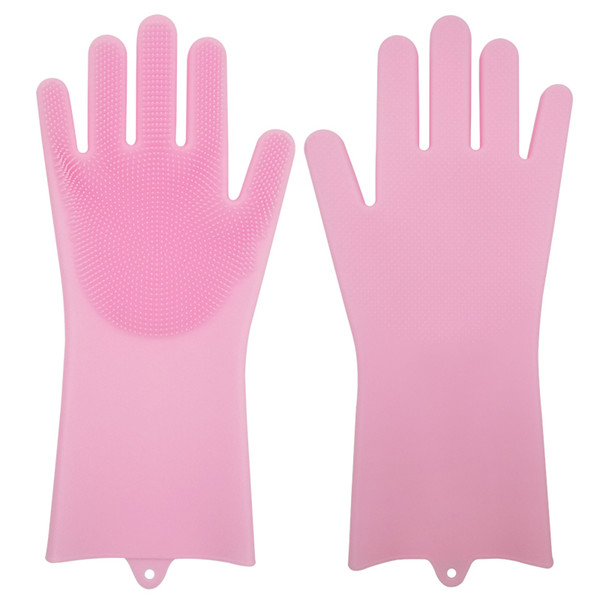 NEW Silicone Cleaning Gloves Housework Gloves Wash Scrubber Dish care Pet Glvoes Brush Kitchen bowl Household Room