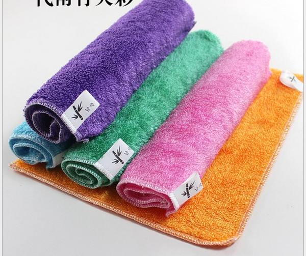 Bamboo fiber dish towel polyester cloth thick bamboo fiber washing cloth do not dip oil water absorbent kitchen washing towel 30 * 27 color