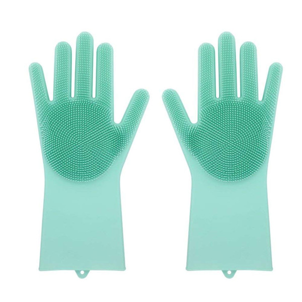 Magic SakSak Silicone Cleaning Brush Scrubber Gloves Heat Resistant, Great for Dish wash, Cleaning, Pet Hair Care