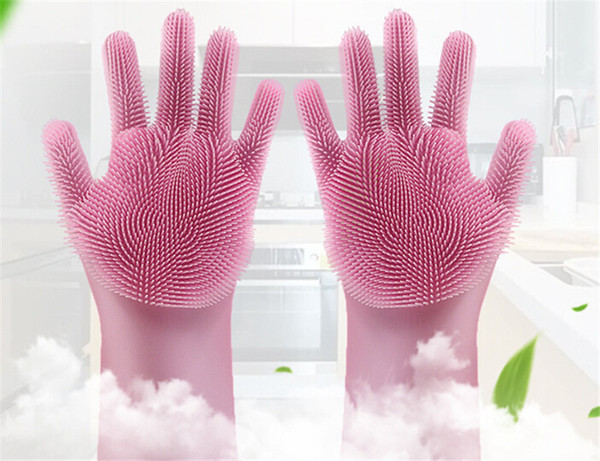 With OPP Bag New Cleaning Brush Silicone Glove Clean the bathroom cook and pet car Magic gloves Free shipping