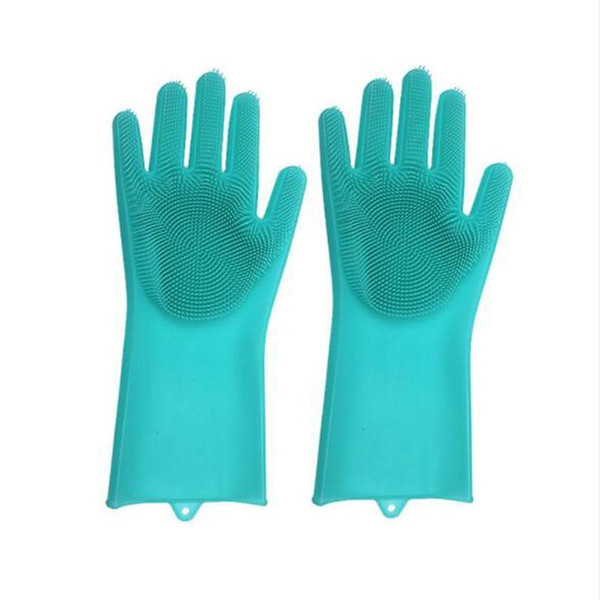 Silicone Cleaning Gloves Dish Washing Gloves Eco-Friendly Scrubber Cleaning Multifunctional Kitchen Bed Bathroom 8 Colors 10pcs