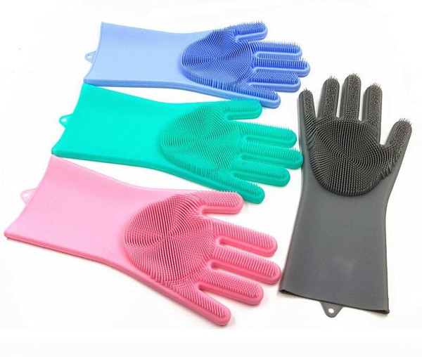 Magic Silicone Rubbe Dish Washing Insulation Gloves Eco-Friendly Scrubber Cleaning For Multipurpose Kitchen Bed Bathroom Hair Car 5colors