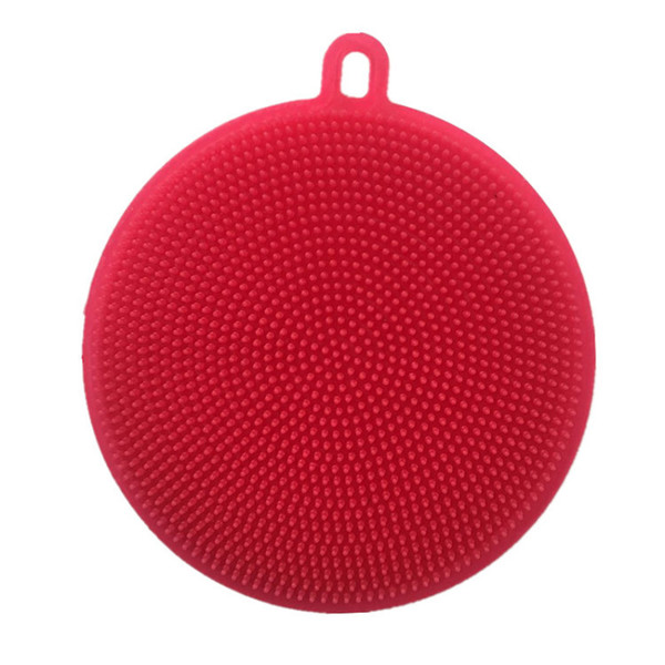 Multifunctional food grade cleaning dish round non-oil wash pan brush silica gel fruit and vegetable cleaning brush