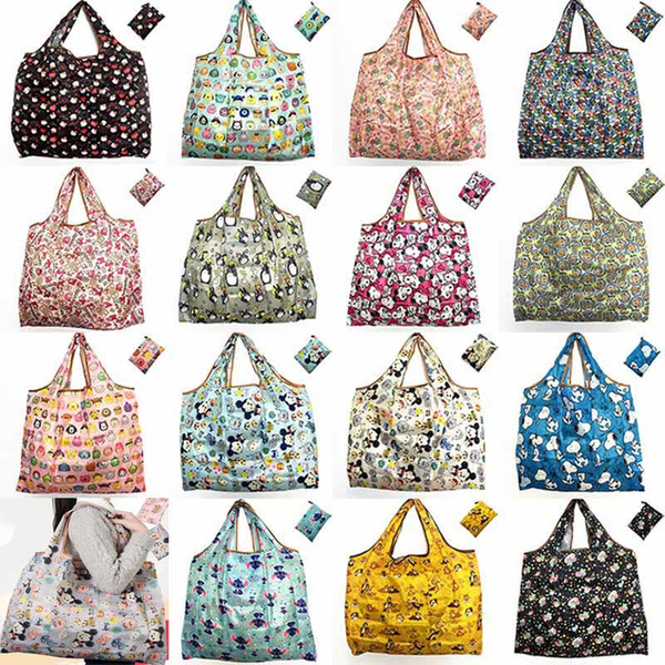 Foldable Shopping Bags Reusable Storage Bag Eco Friendly Waterproof Nylon Handbags Tote Bags Travel Large Capacity Grocery Bags HH7-1111