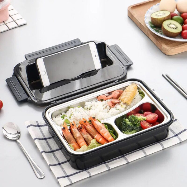 Wholesale Bento Boxes Stainless Steel tableware Three Compartment Four Compartment Good Sealing Watertight Heat Retaining Freeshipping