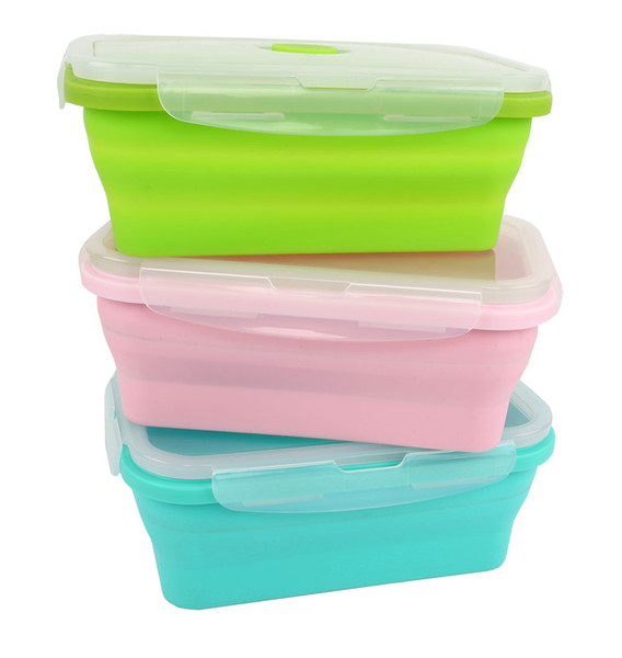 Foldable Silicone Lunch Box Food Storage Containers Household Food Fruits Holder Camping Road Trip Portable Microwave Oven Bento Box