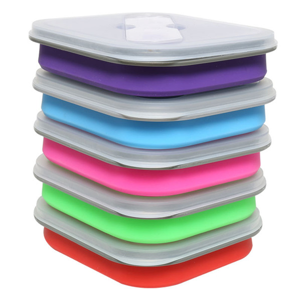 600ml Silicone Collapsible Lunch Box Set Portable Bento Boxes Bowl Folding Picnic Storage Container Lunchbox With Spoon