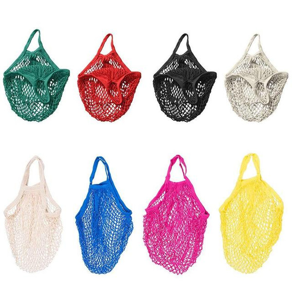 Fashion String Shopping Fruit Vegetables Grocery Bag Shopper Tote Mesh Net Woven Cotton Shoulder Bag Hand Totes Home Storage Bag