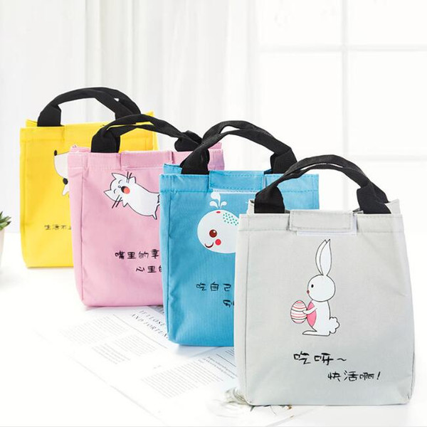 Portable Oxford Lunch Bags Waterproof Cartoons Animals Tote Lunch Bags Large Capacity Thermal Food Picnic Lunch Bags for Women Kids Men