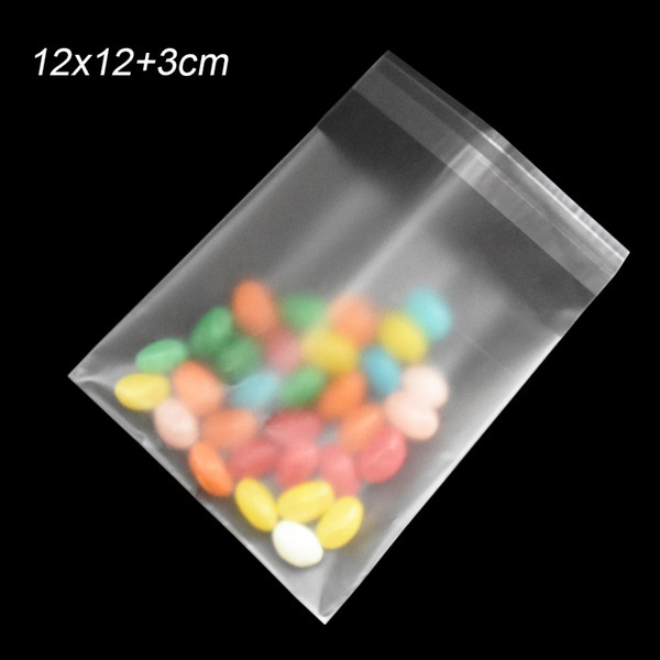 12*12+3cm Matte Transparent Candy Food Packing Bag Self Adhesive DIY Dried Food Storage Bag Matte Clear Packaging Pouches 500 Pieces