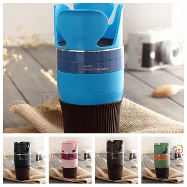 5 Colors Adjustable 5 in 1 Auto Multi Cup Holder Cradles Mounts Multifunction Car Drink Holders Mug Hooks T2I5083