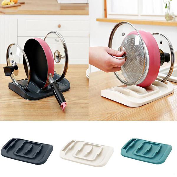 Simple Slot Type Draining Pot Lid Rack PP Material Kitchen Utensils Storage Rack Pan Pot Cover Rack Kitchen Shelf