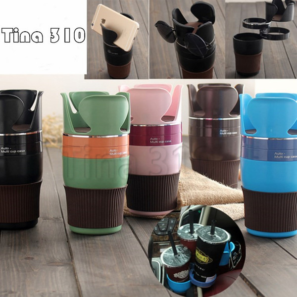 5 Colors Adjustable 5 in 1 Auto Multi Cup Holder Cradles Mounts Multifunction Car Drink Holders Mug Hooks T2I5083