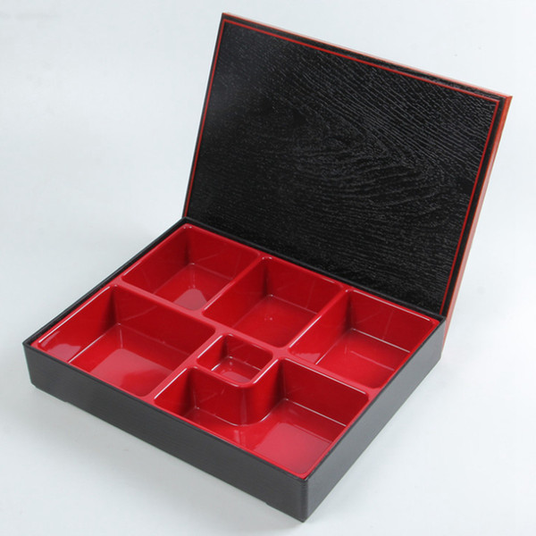 Japanese Style Sushi Boxes Plastic Lunch Sub Grid Rectangular Fast Food Business Packages Box Size 27*21*5cm