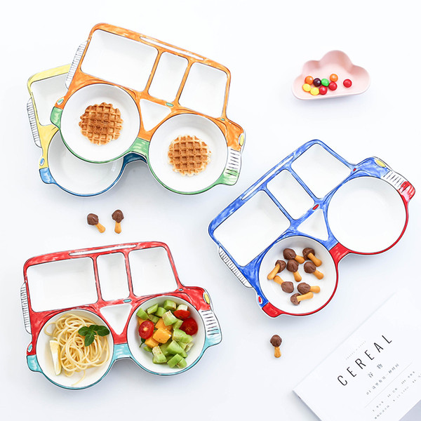 Creative Cartoon Food Truck Ceramic Plate Dish Children's Porcelain Tableware Food Container Dinner Set